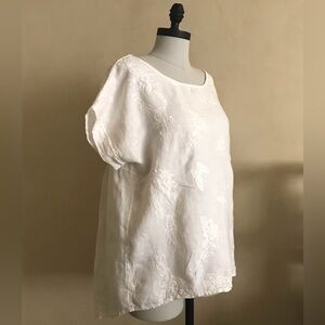 Italian White Embroidered Linen Top